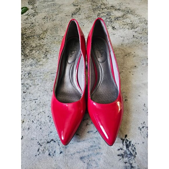 Life stride red patent heels pointed toe size 8.5  stiletto - Picture 1 of 8